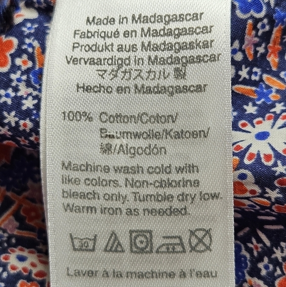 J. Crew x Liberty Fabric London Size 00 Kayoko Deep Blue Floral pattern Button D - Picture 6 of 7